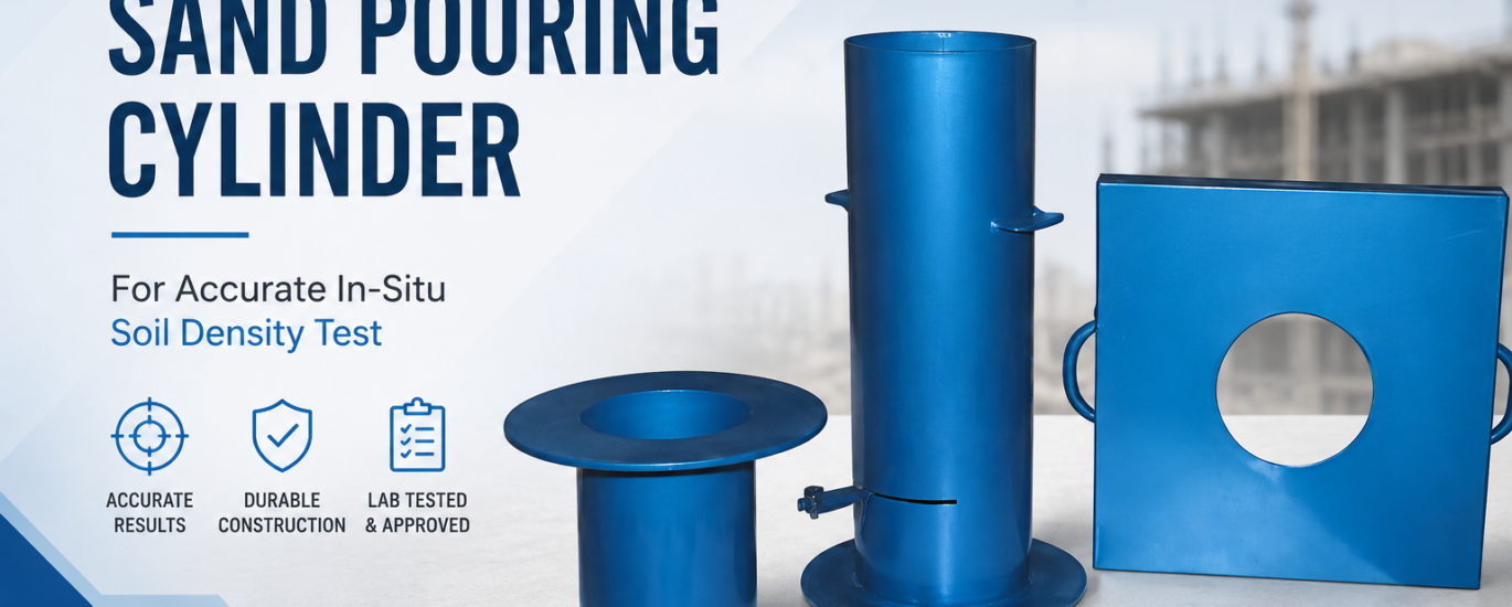 Sand Pouring Cylinder for accurate in-situ soil density testing using the sand replacement method by Sethi Instruments