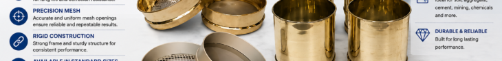 Test Sieves for accurate particle size analysis in soil, aggregate, cement and laboratory testing by Sethi Instruments.
